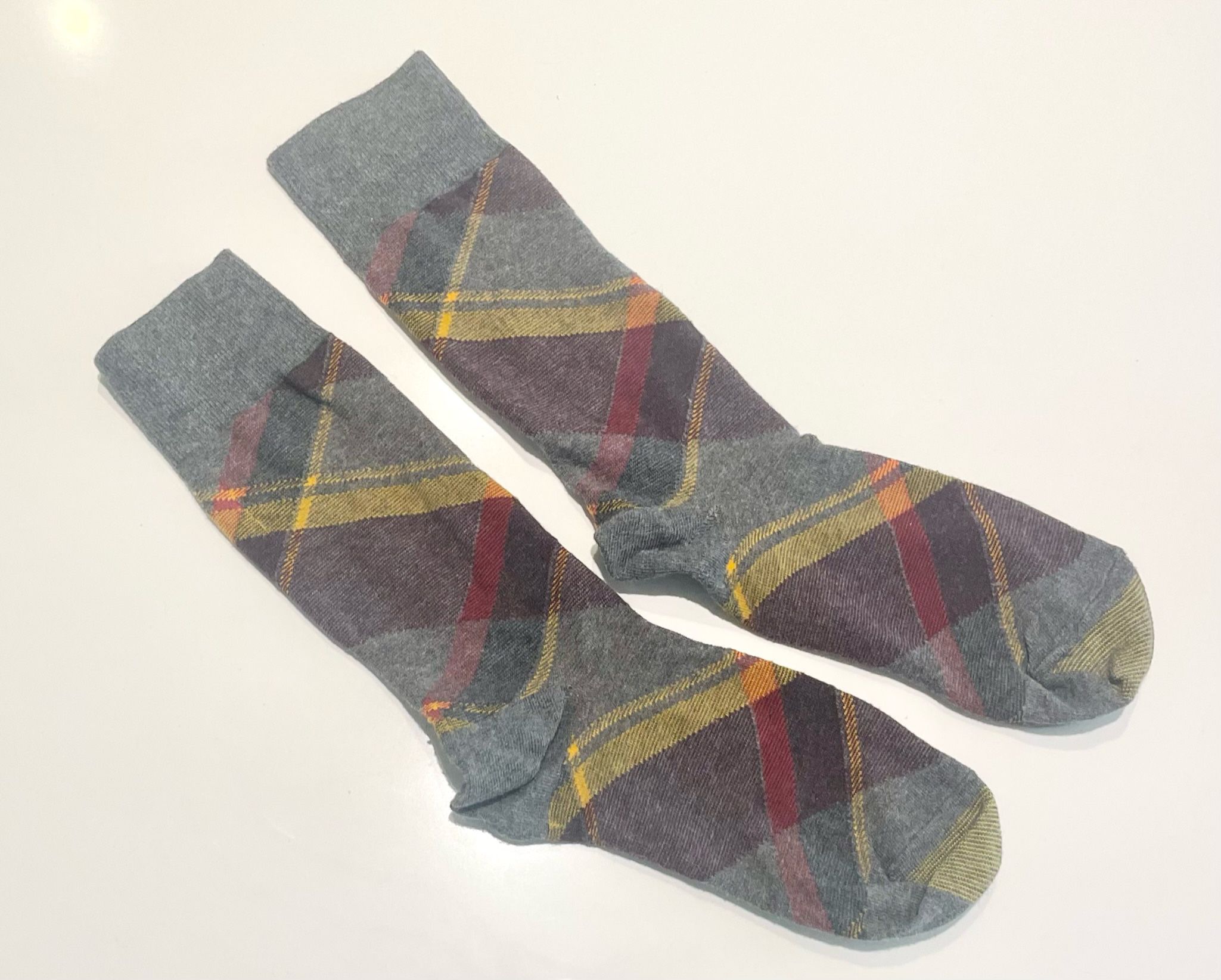 Men's Argyle Dress Socks New W/out Tags Medium Size Grey, Yellow, Maroon