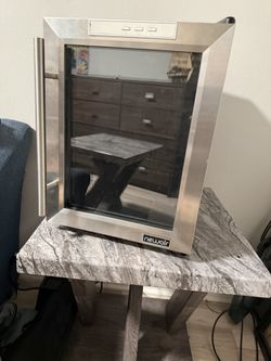 NewAir stainless steel Beverage / Wine Cooler & 2 Modern Marble & Wooden Nightstands