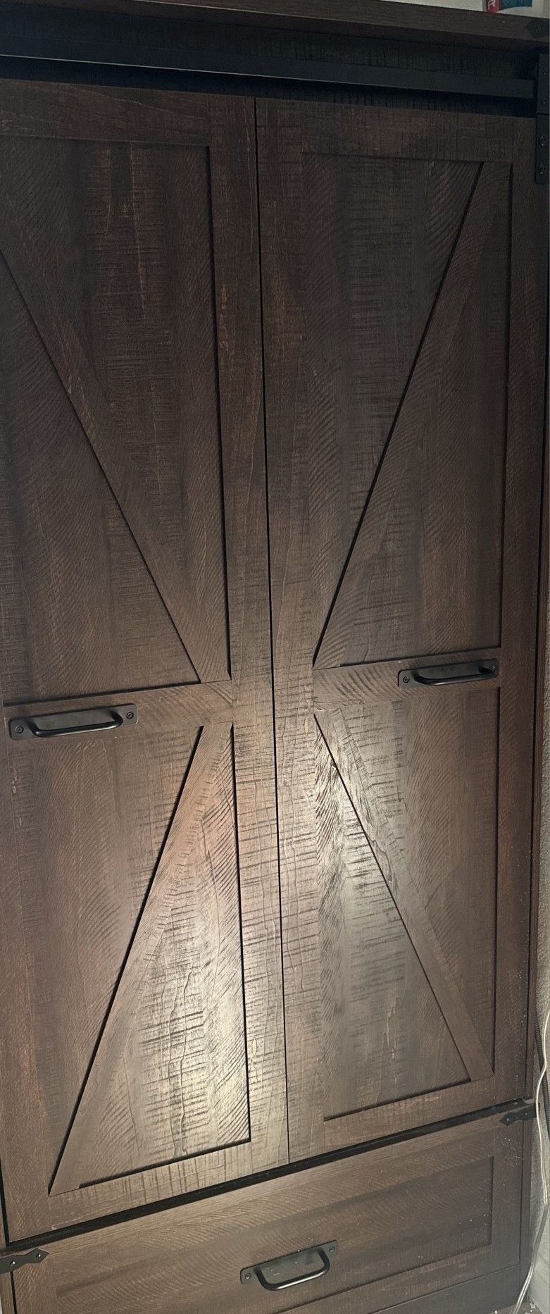 Visit the Store
4.2
4.2 out of 5 stars
(50)
72" Tall Storage Cabinet with Barn Doors & 2 Drawer, Pantry Cabinet with Adjustable Shelves, Rustic Wood