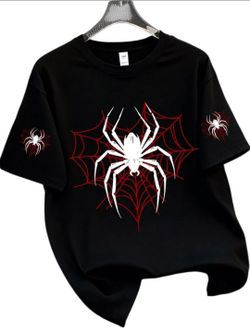 Black Spider Web Graphic T-Shirt