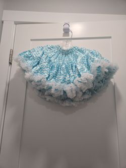 Blue and White Chevron Ruffled Skirt Sz 8, Child