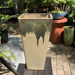19.5” Ceramic Tapered Planter: 10”W x 10”D x 19.5”H