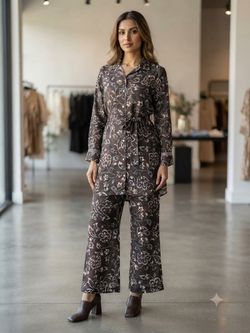 Brown and white floral
