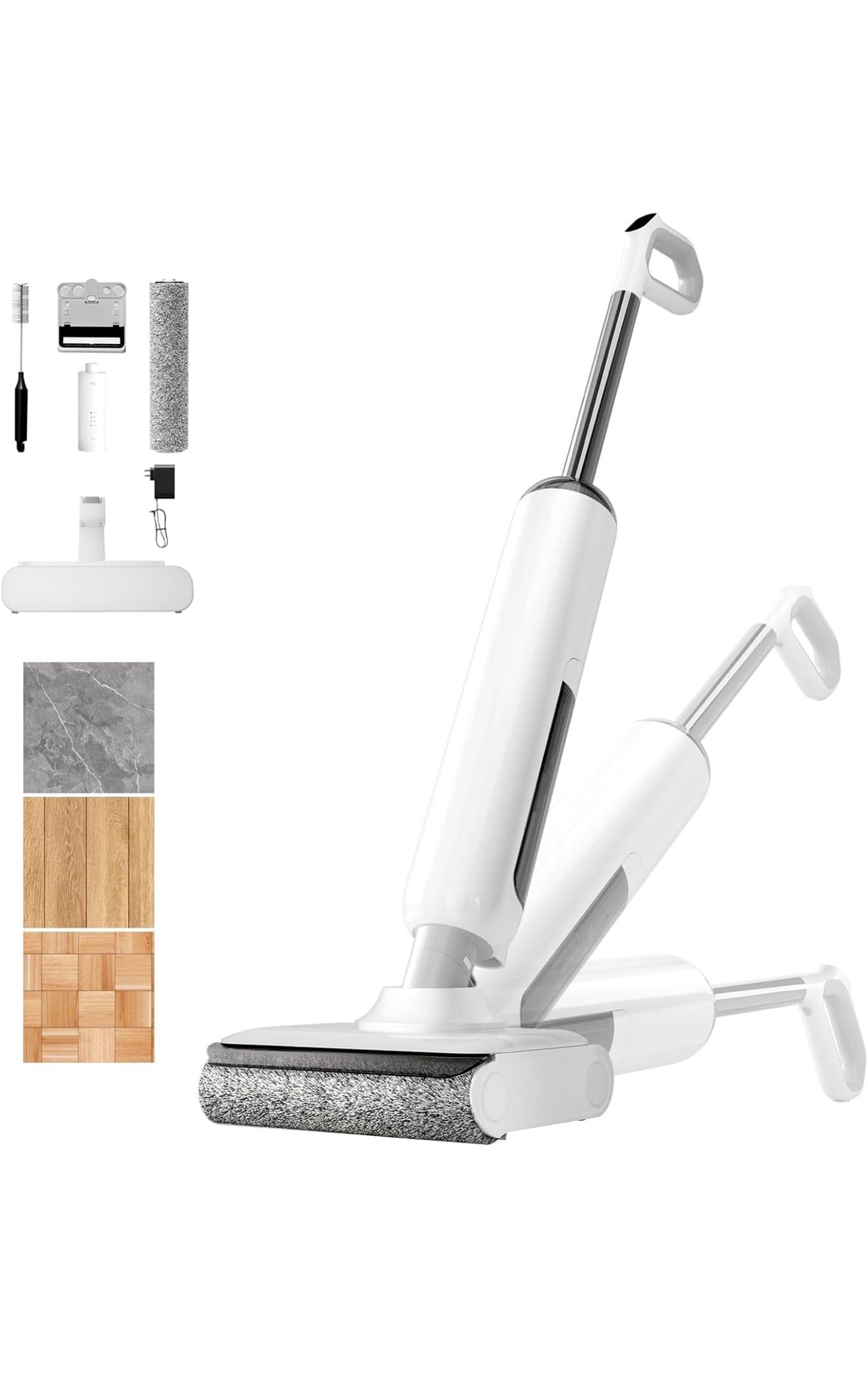 Wet Dry Vacuum Cleaner, 180°Lie-Flat Vacuum Mop All in One with Auto Self-Cleaning, Smart Floor Cleaner Machine for Hard Floor, 35 Mins Runtime, Edge