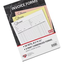 Cosco® Invoice Form Book with Slip, Artistic, 8 1/2 x 11, 3-Part Carbonless, 50 sets (074004)