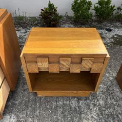 Lane Brutalist Staccato Antique Wooden Night Stand