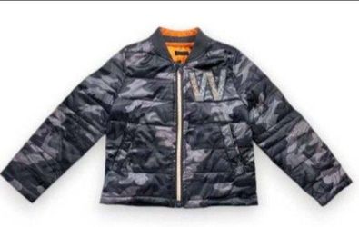 Ikks Camo Print Long Sleeve Zip Up Puffer Jacket Top Kids Children's Size 10 coat