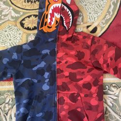 BAPE Color Camo Tiger Shark Half Full Zip Hoodie