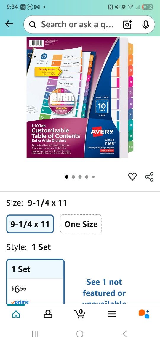 Avery 10 Tab Dividers 1 set In Each Pack