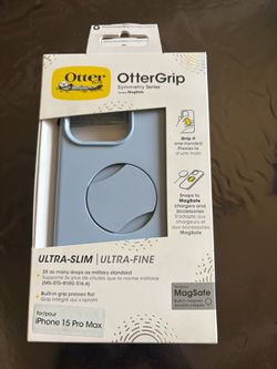 OtterBox OtterGrip MagSafe High Quality Phone Case for iPhone 15 Pro Max (Light Blue, 3 Available