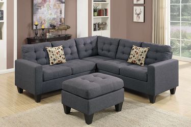 Grey 4 Piece Modular Sectional Sofa With Ottoman F6934