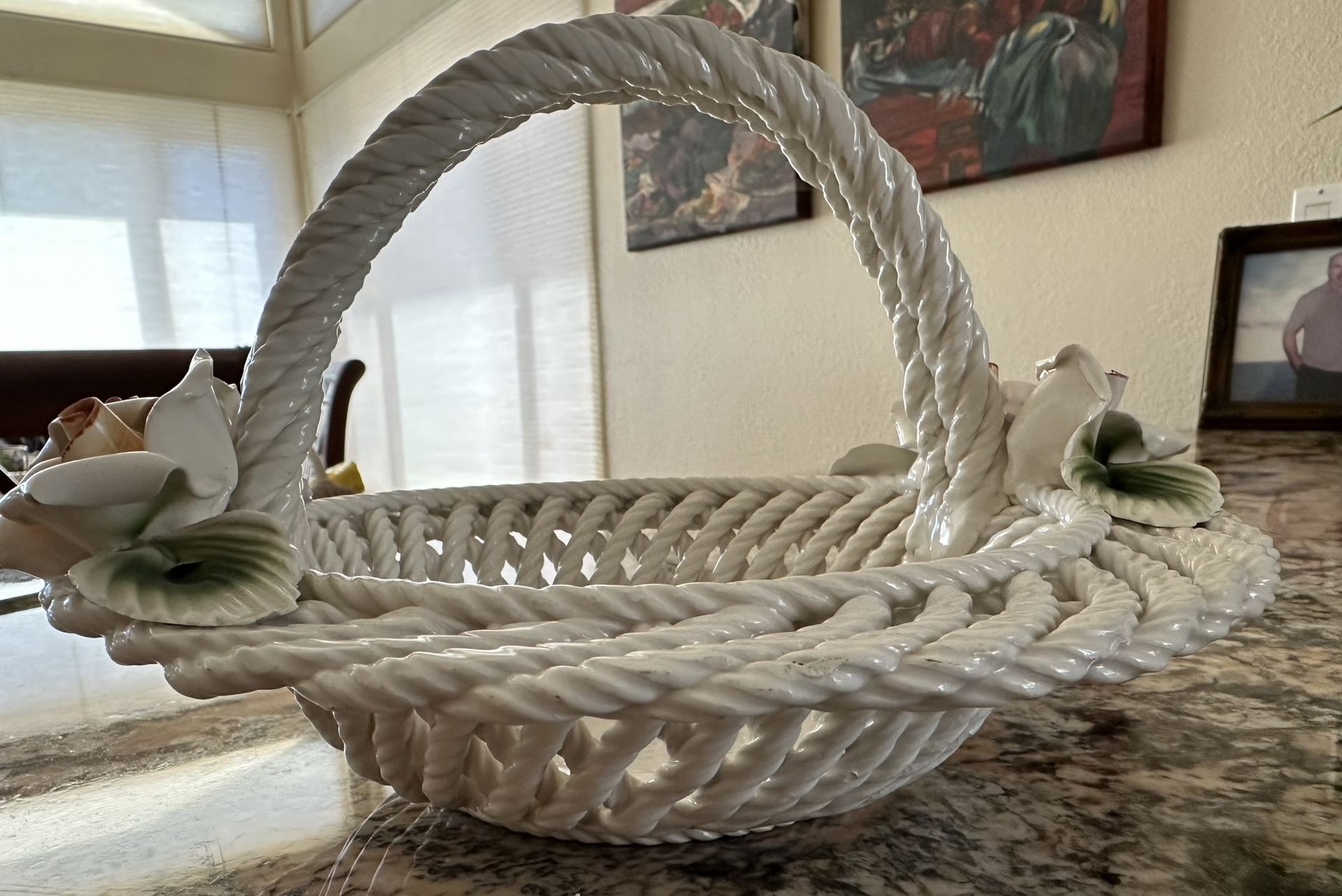 Capodimonte Porcelain Basket with Flowers