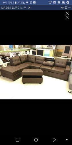 New Sectional with Storage Ottoman