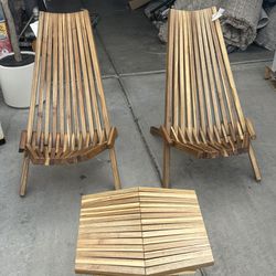 Melino Wooden Folding Chair and wooden table 3 pc