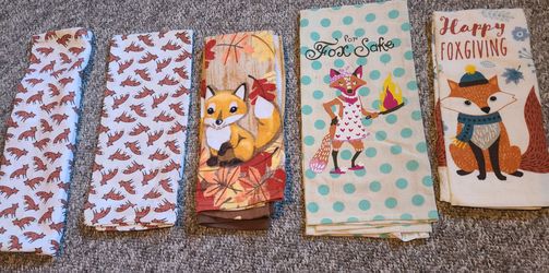 Fox-Themed Kitchen Dish Towels (5 total)