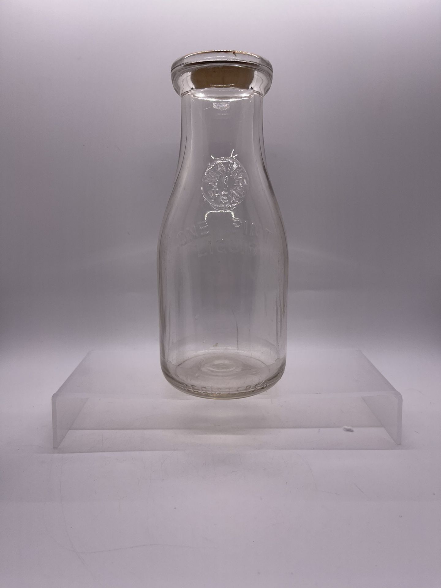 Antique Ricker’s Dairy One Pint Milk Glass Bottle