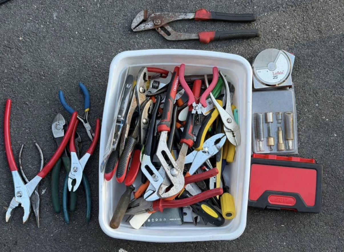 Large Pliers Hand Tool Lot Craftsman ChannelLock Wire Cutters Tape Measure Mixed