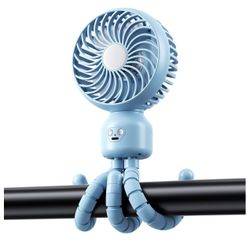 4000mah Stroller Rotatable Operated Fan,Flexible Tripod Clip On Fan with 3 Speeds and Handheld Personal Fan for Car Seat Crib Bike Treadmill