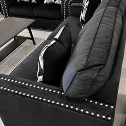 Onyx Black Living Room Sofa Loveseat Couch 