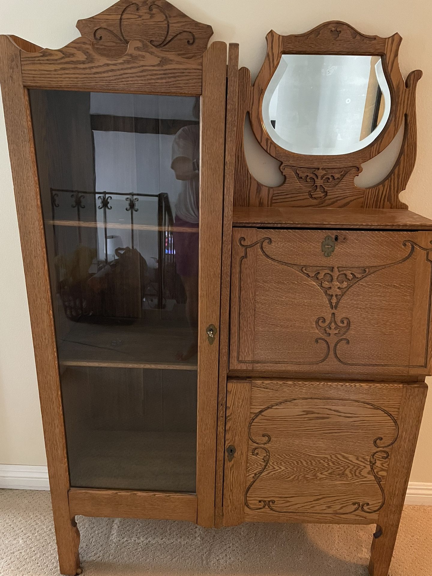 Antique oak secretary Drop Down Desk