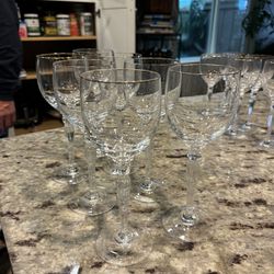 Waterford Crystal Red Wine Glasses w/ Gold Rim 