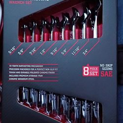 ICON Professional Flex-Head SAE Ratcheting Combination Wrench, 8-Piece (WRFS-8)