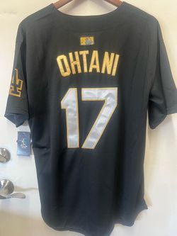 Shohei Ohtani #17 Los Angeles Dodgers Black and Gold Jersey Size Large