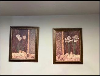 Framed flower painting