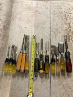 Mixed Lot of Wood Chisels – Stanley, DeWalt & More