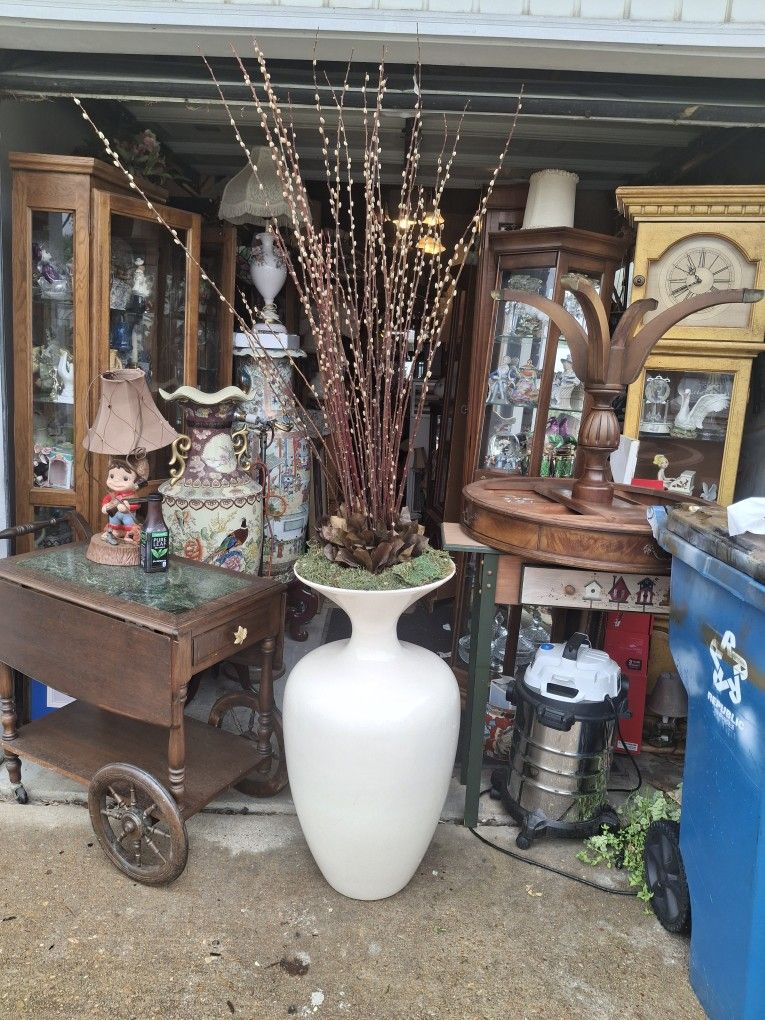 VERY Unique Looking REALLY TALL VASE WITH FLORAL