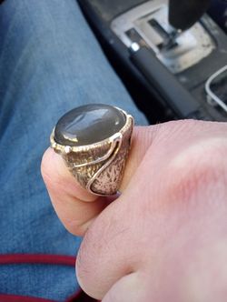 Old Crafted Silver Ring With Moonstone