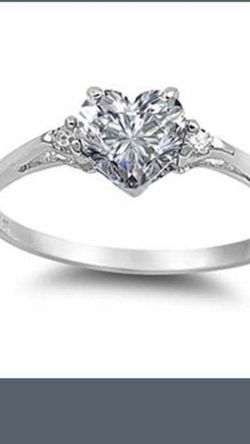 Beautiful lady's sterling silver cubic zirconia heart ring, Sizes 7,8.9