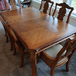 Solid Wood Dining Room Table with 6 Chairs