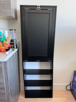 Folding Desk with Shelves - Black