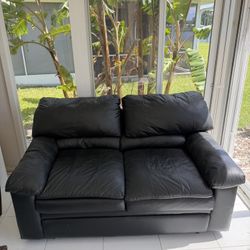 Black Leather Love Seat
