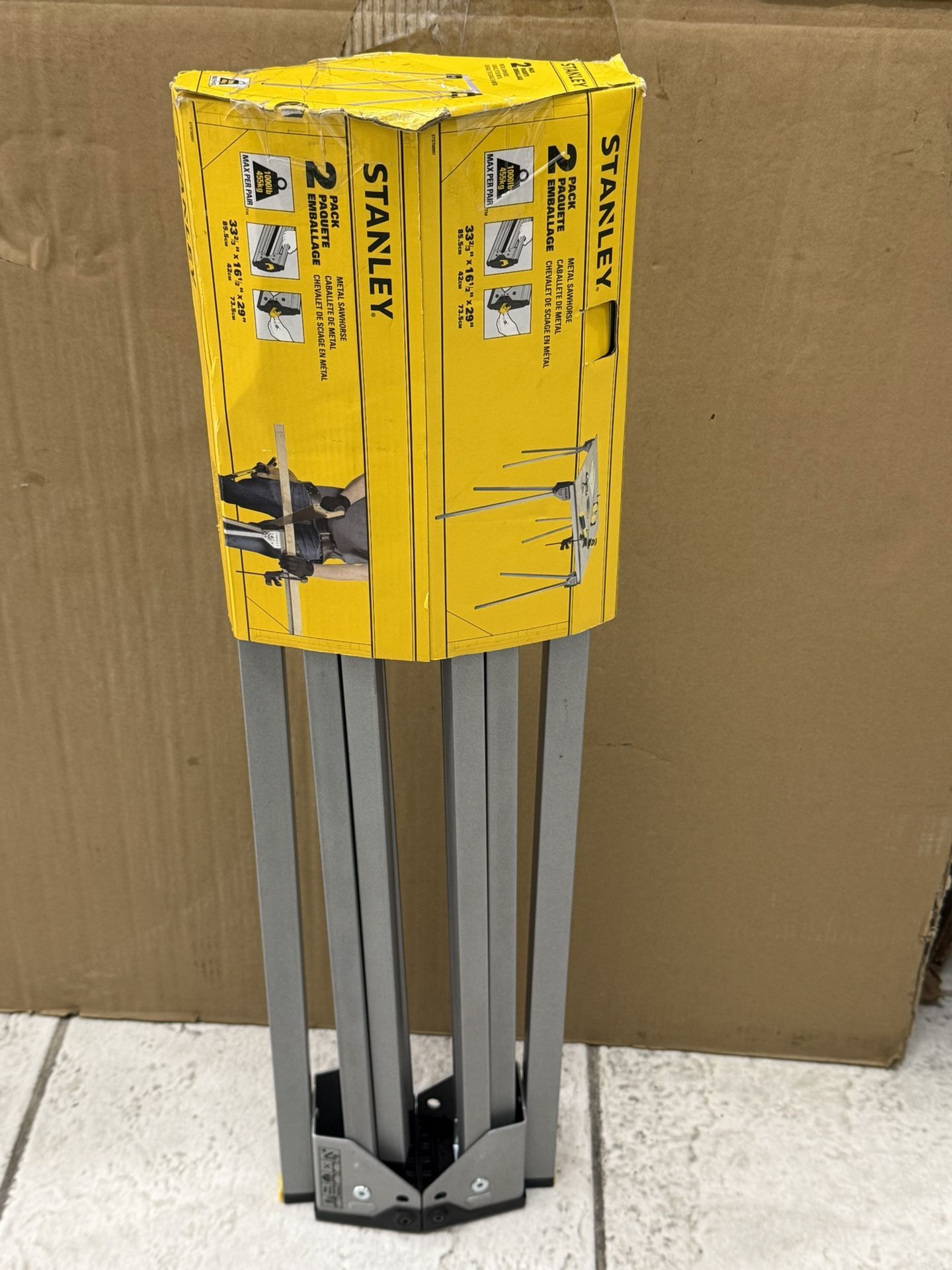 Stanley — 33 in. W x 29 in. Folding Metal Sawhorse (2 Pack)