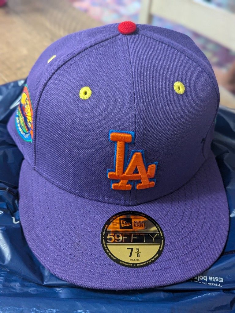 New Era Dodgers Purple Fitted Hat Size 7 5/8