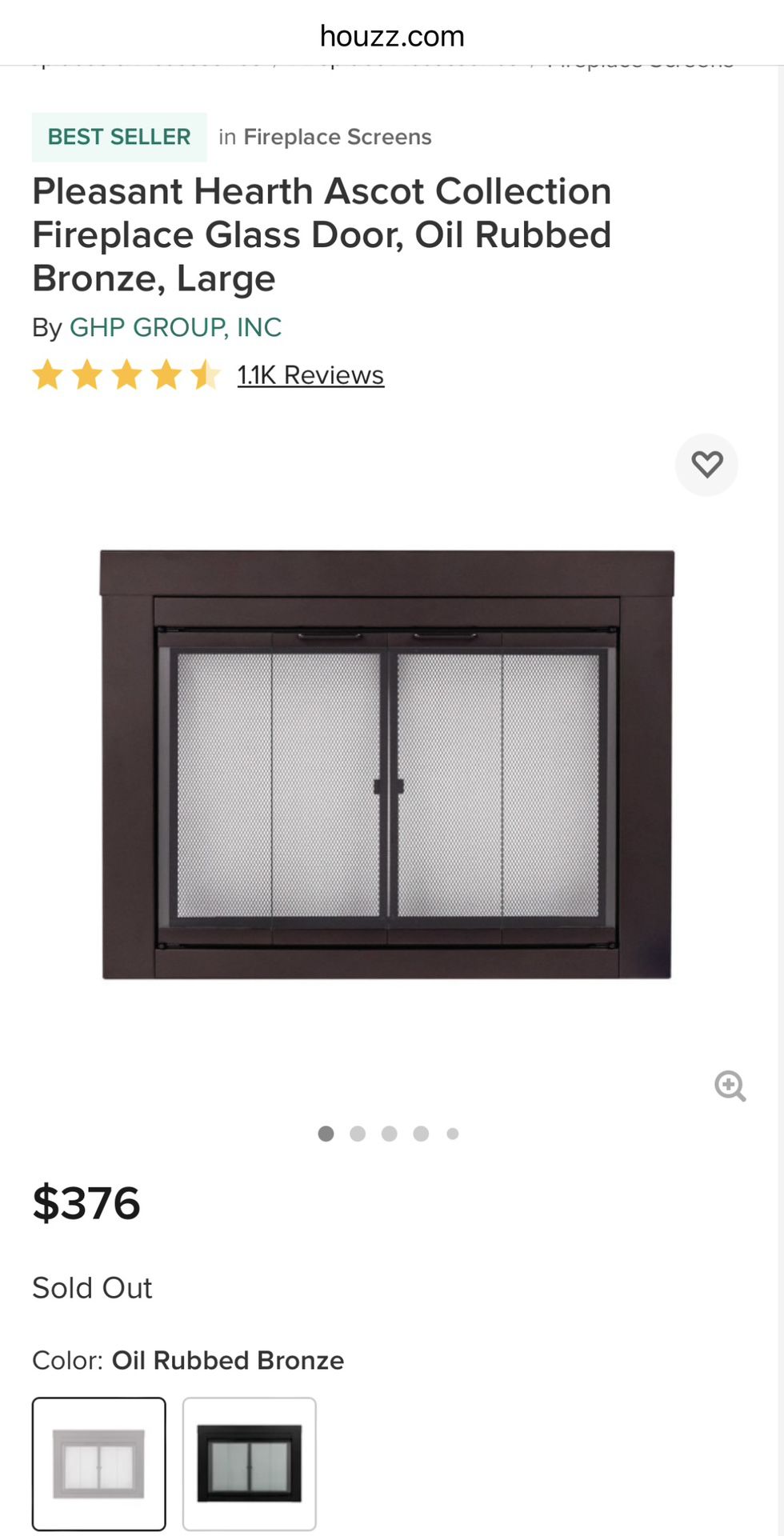Pleasant Hearth Ascot Collection Fireplace Glass Door, Oil Rubbed Bronze, Large (BRAND NEW. IN BOX)