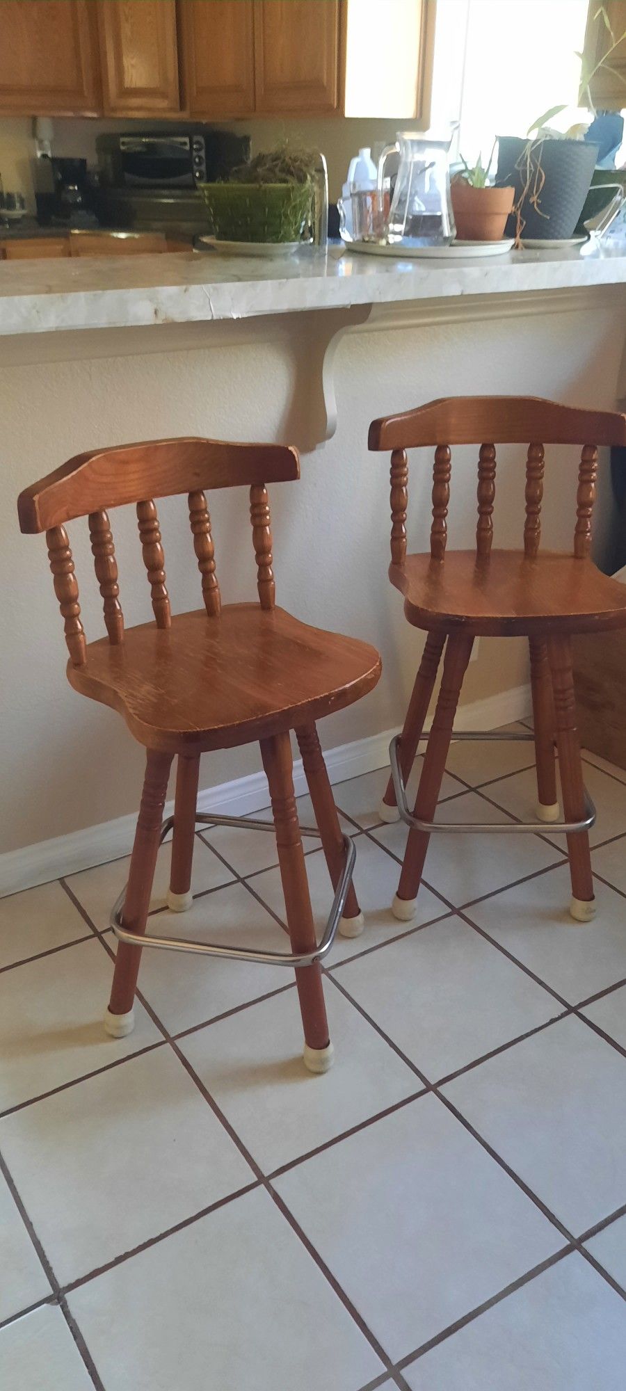 2 Wooden Bar Stools, Tall Table Stools