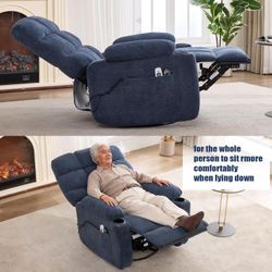 Blue Electric Massage Recliner Chair – Rocking & Swivel
