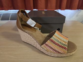 Style & Co. Woven Wedge Sandals Ankle Strap Brown Multicolor 10M