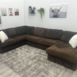 Brown Sectional Couch - Free Delivery 