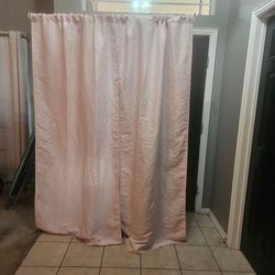 Pink curtains with rod