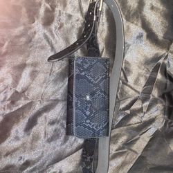 Black Snake print Belted Wallet