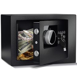 Digital Electronic Money Safe, Steel Security Lock Box with Keypad, Office Hotel Business Jewelry Gun Cash Safe, 0.23 Cubic Feet, 9.06" W x 6.69" D x 