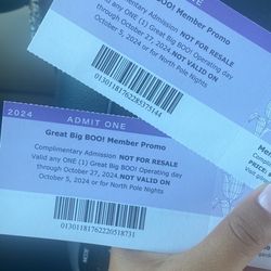 2 Gilroy Gardens Passes For The GREAT BIG BOO (children Under 3 Free)