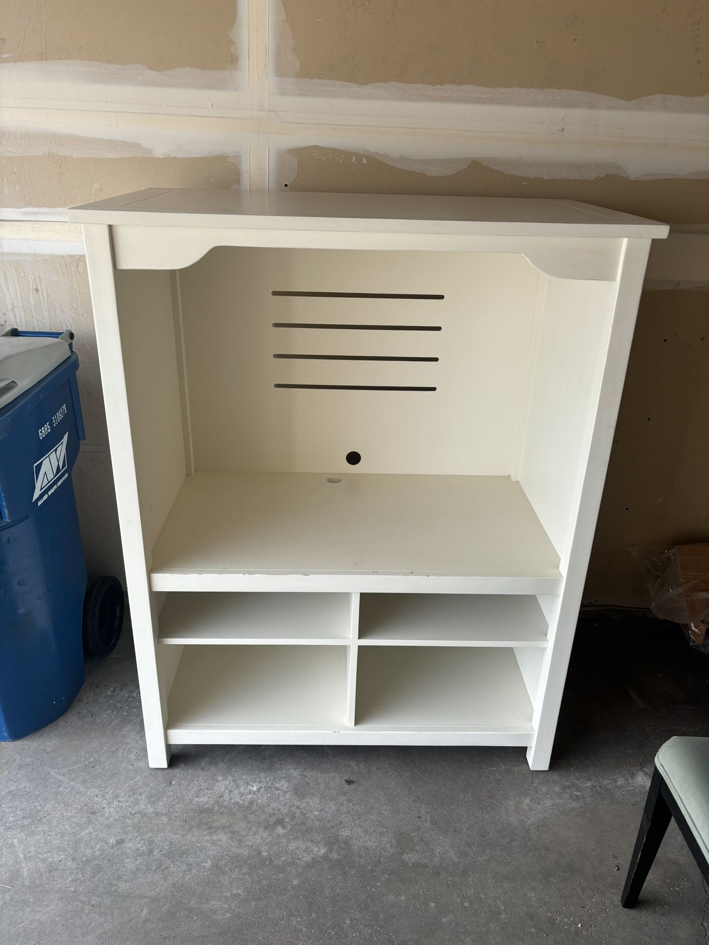 Large White Cabinet TV Entertainment Stand 