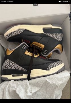 AIR JORDAN 3 RETRO Women – Black/Fire Red-metallic Gold-cement Grey  Size 5