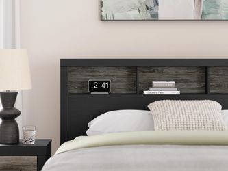 Jonnifer Black/Gray Queen Bookcase Headboard (Online Special Price)