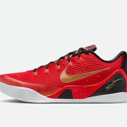 Kobe 9 University Red And Metalic Gold
